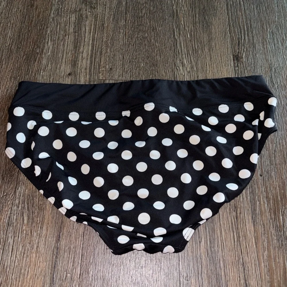 Lands End size 12 black/white polka dot bikini bottoms